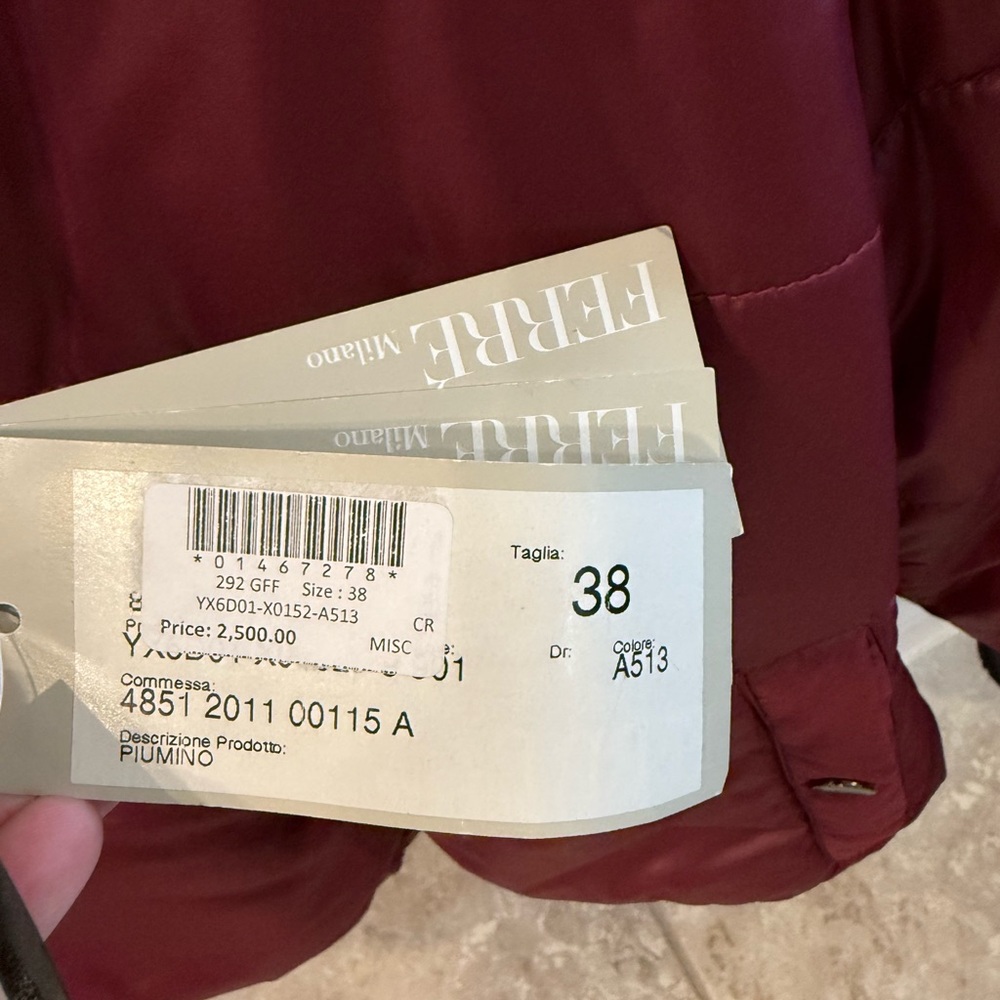 Ferre Milano Burgundy Puffer Jacket